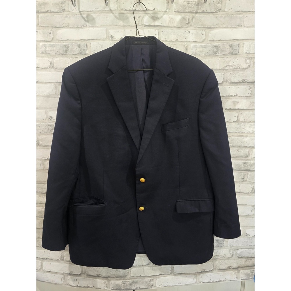 Ralph Lauren Blazer Suit Jacket Men's 44R Navy Blue Gold Buttons‎ 100% Wool